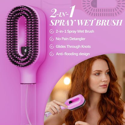 2-in-1 Misting Detangling Hair Brush with Water Spray