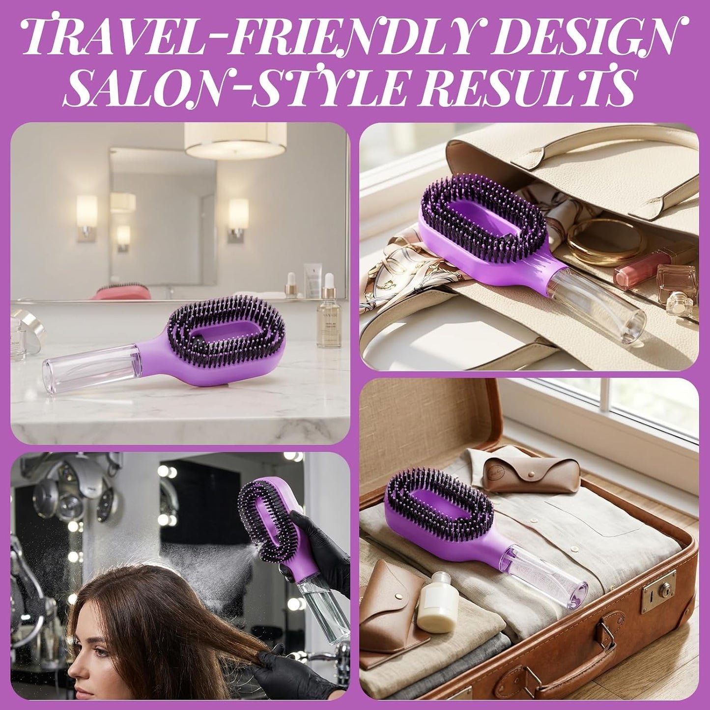 2-in-1 Misting Detangling Hair Brush with Water Spray