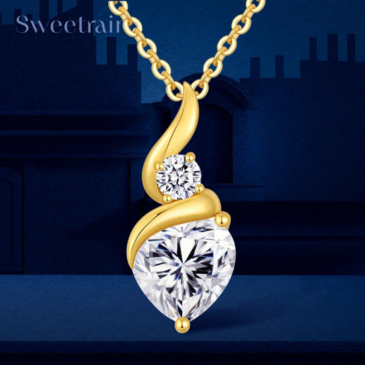 2CT Heart Moissanite Pendant Necklace in 925 Silver