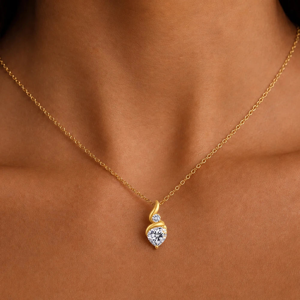 2CT Heart Moissanite Pendant Necklace in 925 Silver