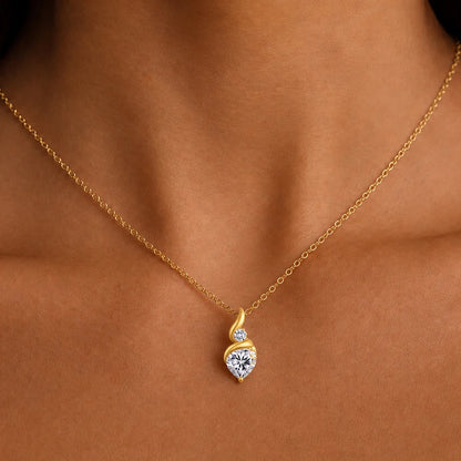 2CT Heart Moissanite Pendant Necklace in 925 Silver