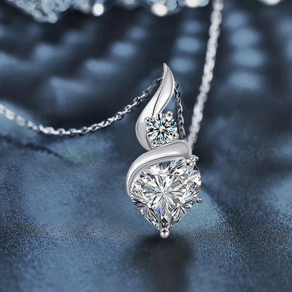 2CT Heart Moissanite Pendant Necklace in 925 Silver