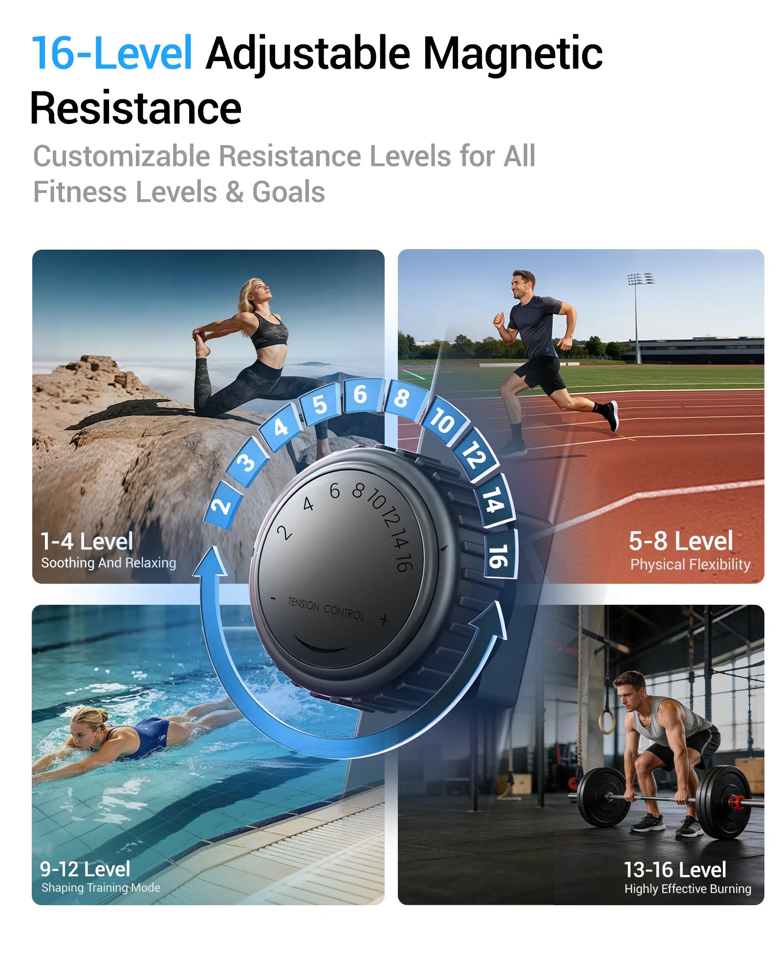 Magnetic Elliptical Exercise Machine – 16-Level Silent Trainer