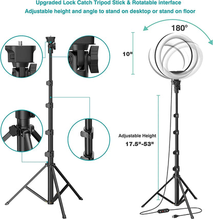 12-Inch Dimmable Selfie Ring Light with Tripod Stand - EverGrowMarkeplace