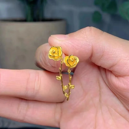 24K Pure Gold Rose Jewelry Set for Women