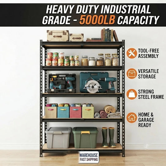 5-Tier Heavy Duty Garage Shelving Unit 2200 lb Capacity