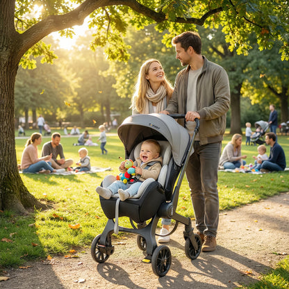 Foldable Baby Stroller with Reversible Seat and High View