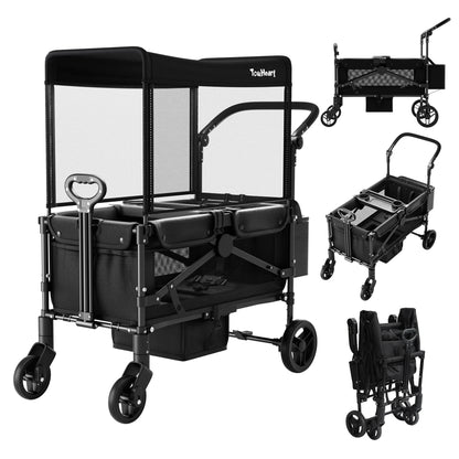 2-Seat Wagon Stroller for Kids with Canopy, 220 lb Load