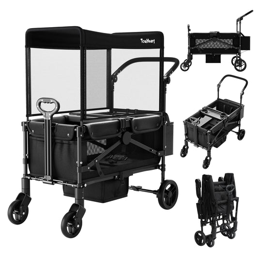 2-Seat Wagon Stroller for Kids with Canopy, 220 lb Load