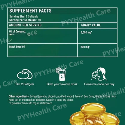 Oregano & Black Seed Oil Softgels for Immune Support