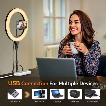 12-Inch Dimmable Selfie Ring Light with Tripod Stand - EverGrowMarkeplace