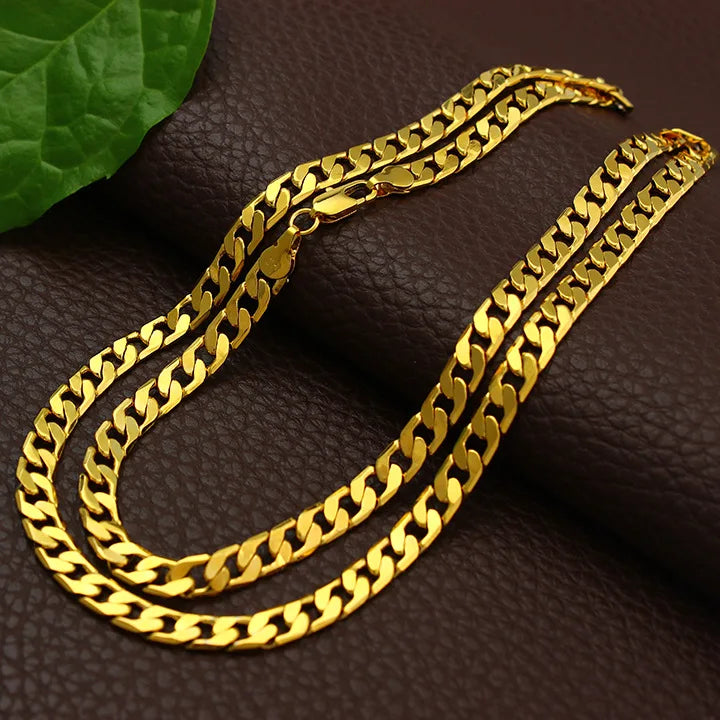 24K Gold Cuban Mouth Chain Necklace For Men And Women