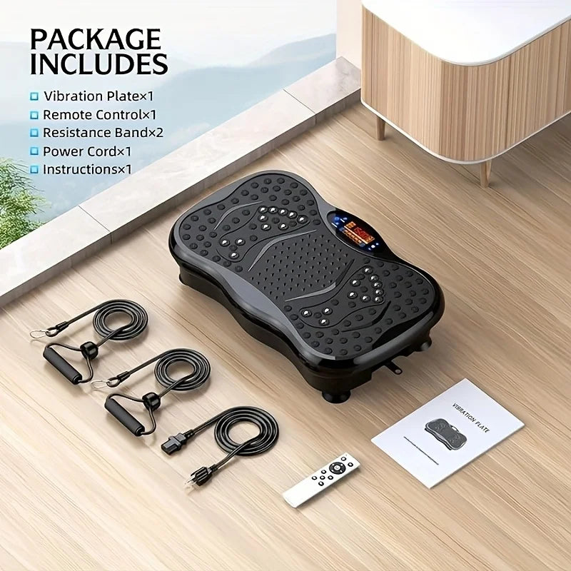 Compact Vibration Platform with Resistance Bands for Home