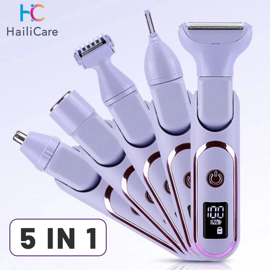 5-in-1 Electric Women’s Shaver – Cordless LCD Hair Trimmer