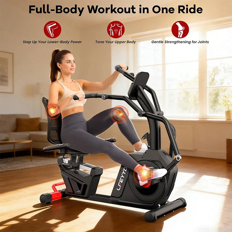 Recumbent Exercise Bike with Arms – 16-Level Magnetic