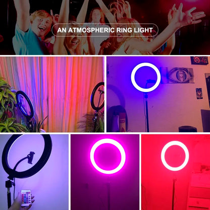 10 Inch RGB Ring Light With Tripod & Phone Holders - EverGrowMarkeplace