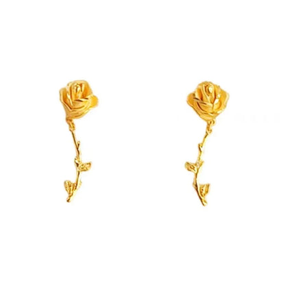 24K Pure Gold Rose Jewelry Set for Women