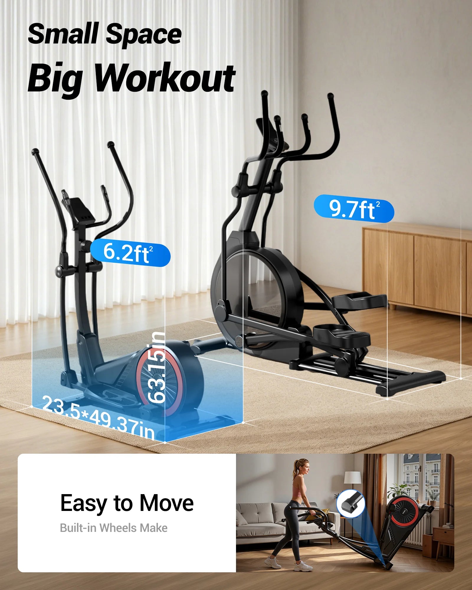 Magnetic Elliptical Exercise Machine – 16-Level Silent Trainer